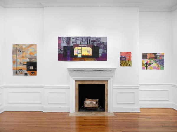 Carolyn Swiszcz From left to right Burger Time 2 2022, Night Laundry 2023, Eyelash Extensions 2023, Backyard (Clothesline) 2023