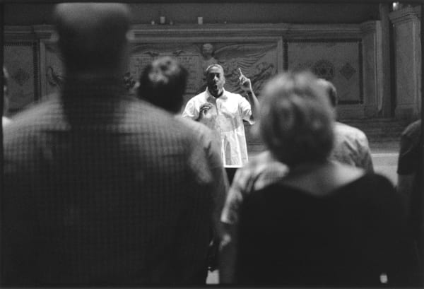 West Village Chorale, Ira Spaulding, conductor, Judson Memorial Church, Washington Square, July 11, 2016 2016, printed 2022 Gelatin silver print with selenium tone Edition of 20 plus 1 artist's proof (WMS012)