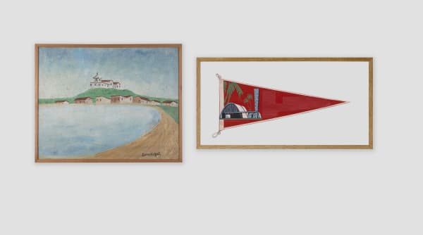 LORENZATO Marinha com Igreja, sem data Óleo sobre tela e madeira 41,5 x 51,5 cm BRUNO FARIA Lembranças de Paisagem I Belo Horizonte, 2016 Pintura e serigrafia sobre tecido 32 x 61,5 cm