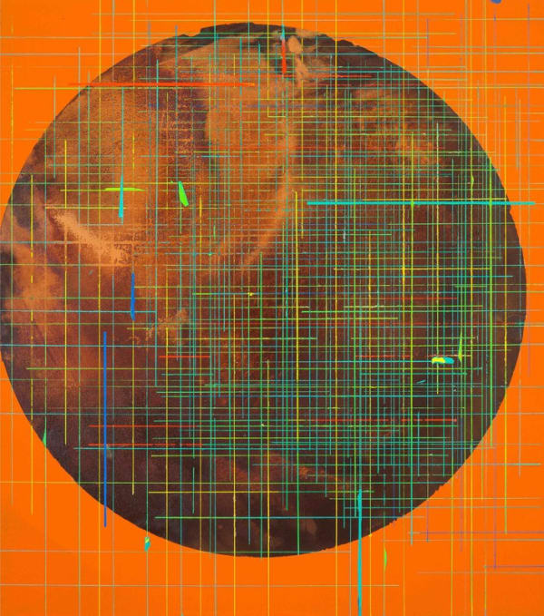 Sem título, 2020. Oxidação de emulsões cúprica e ferrosa sobre tela 90 x 80 cm