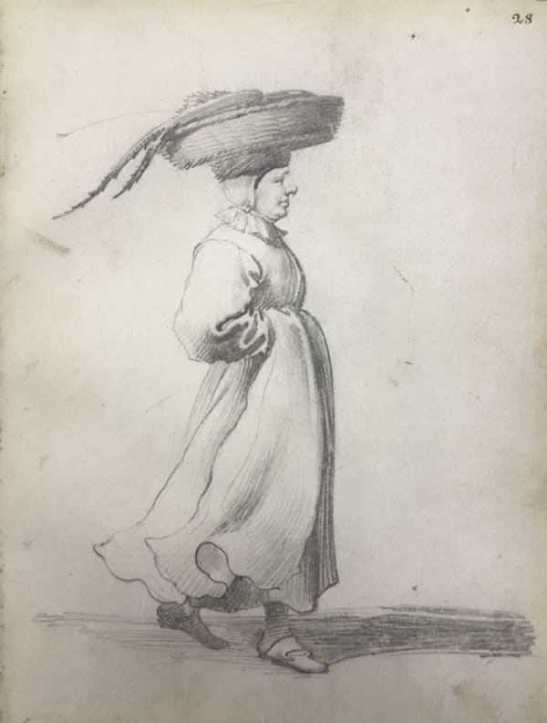 Pieter Jansz. Quast (Amsterdam ca. 1605 - 1647), A Woman carrying a Basket on her Head