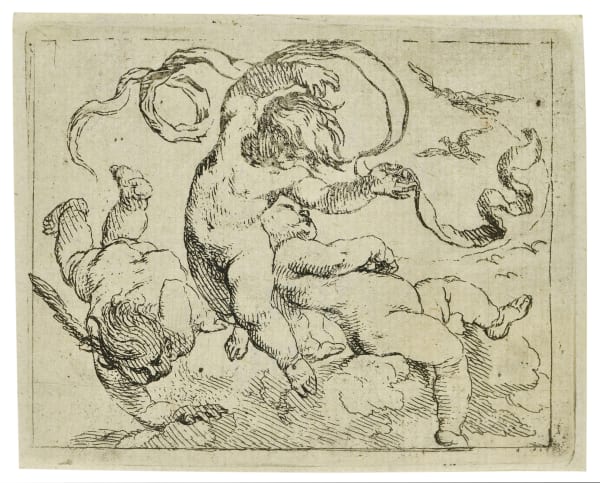 Cornelis Schut (Antwerp 1597 - 1655) Three flying Putti etching on paper 84 x 104 mm