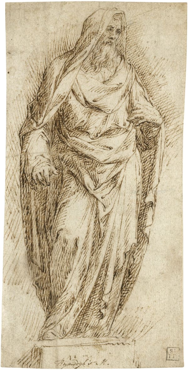 Hendrick de Clerck (Brussels ca. 1560 - 1630) A Prophet pen and brown ink on laid paper 247 x 123 mm