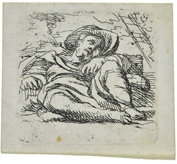 Cornelis Schut (Antwerp 1597 - 1655) A sleeping Man etching on paper 65 x 65 mm