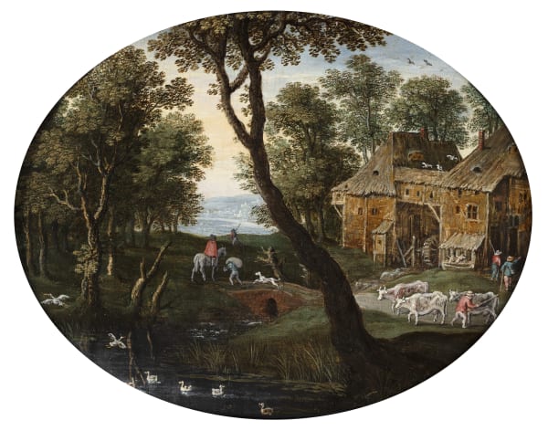 Maerten Ryckaert (Antwerp 1587 - 1631), An animated Landscape with Farmers tending to their Cattle