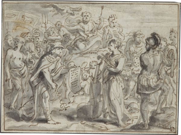 Abraham van Diepenbeeck ('S-HERTOGENBOSCH 1596 - 1675 ANTWERPEN), A Design for the Print "Pax Optima Rerum"