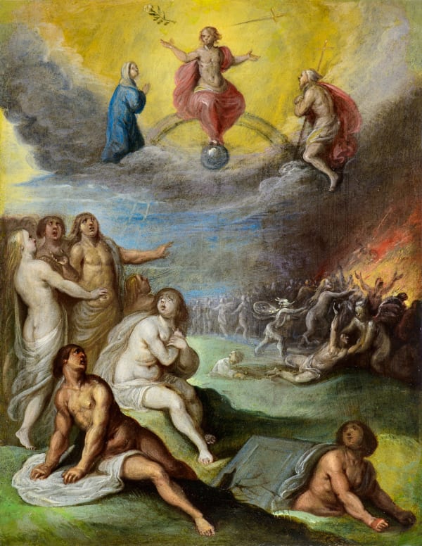 Anthonis Liesaert (Antwerp 1578 - ?) The Last Judgment oil on copper 24 x 20 cm