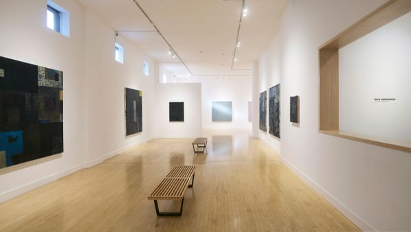Installation view of Mike Henderson: The Black Paintings, January 2 - March 28, 2020 at Haines Gallery, San Francisco Photo: Robert Divers Herrick