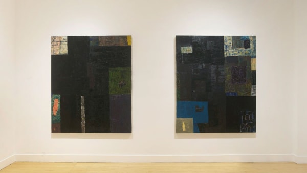 Installation view of Mike Henderson: The Black Paintings, January 2 - March 28, 2020 at Haines Gallery, San Francisco Photo: Robert Divers Herrick
