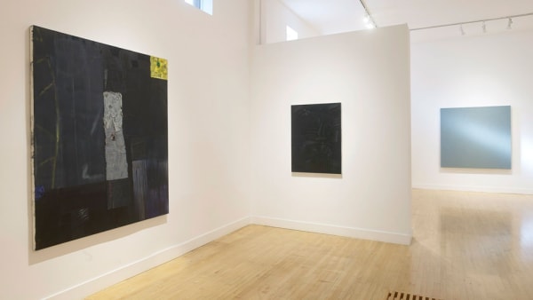 Installation view of Mike Henderson: The Black Paintings, January 2 - March 28, 2020 at Haines Gallery, San Francisco Photo: Robert Divers Herrick