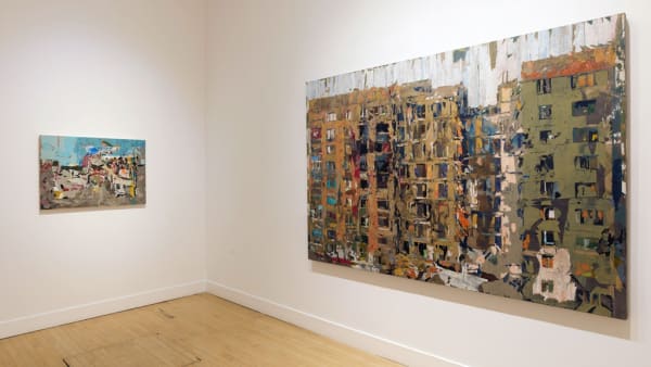 Installation view of Tammam Azzam: Forgotten Cities, September 5 - November 2, 2019 at Haines Gallery, San Francisco Photo: Robert Divers Herrick