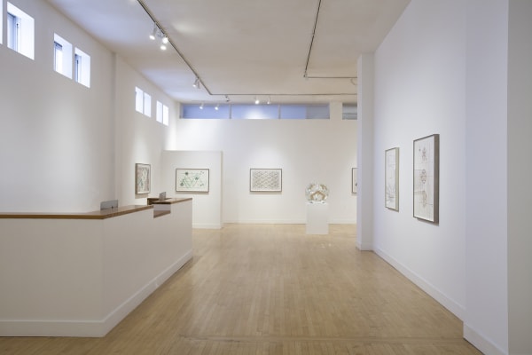 Installation view of Based on the Hexagon: The Recent Drawings of Monir Farmanfarmaian, May 7 - June 27, 2015 at Haines Gallery, San Francisco