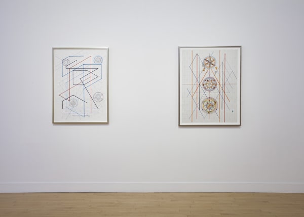 Installation view of Based on the Hexagon: The Recent Drawings of Monir Farmanfarmaian, May 7 - June 27, 2015 at Haines Gallery, San Francisco
