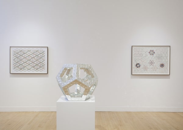 Installation view of Based on the Hexagon: The Recent Drawings of Monir Farmanfarmaian, May 7 - June 27, 2015 at Haines Gallery, San Francisco