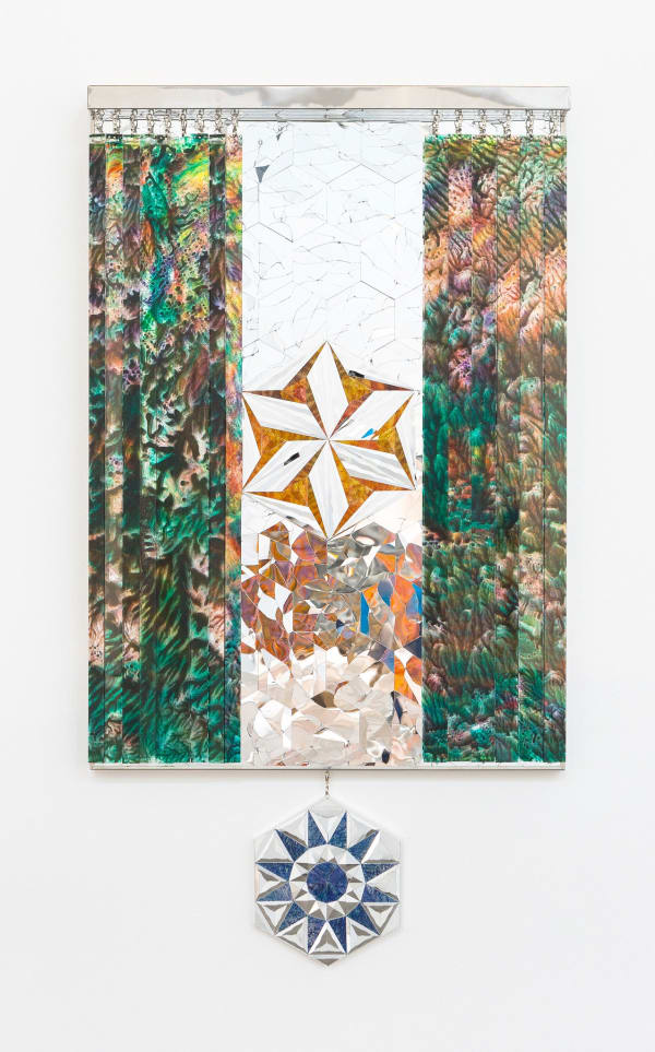 Monir Shahroudy Farmanfarmaian Hexagon Rainbow, 2018 Mirror, reverse painted glass on plaster and wood with reverse painted plexiglass 51 x 27.5 x 1 inches