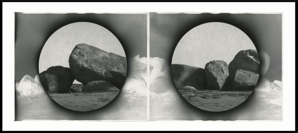 Chris McCaw Inverse #112 (Mojave), 2024 2 Unique paper negatives, partial in-camera solarization 21 x 45 inches, framed