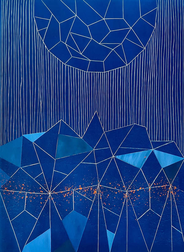 Adia Millett Hues of the New Moon 4, 2022 Hand-painted lino print on folio vellum paper Print: 24 x 18 inches Paper: 30 x 22 inches