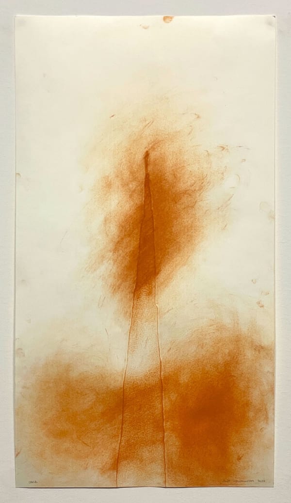 Andy Goldsworthy Spire, 2022 Debossed watercolor paper with red earth 31 x 17 inches