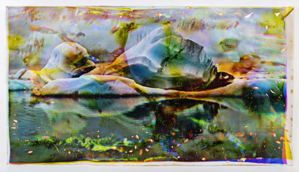 Matthew Brandt Vatnajökull MCY21, 2018-2020 Heated chromogenic print, with acrylic varnish and aqua resin support 27 x 44.75 inches, framed