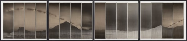 Chris McCaw Sunburned GSP #1073 (21 hours, 4 weeks before the summer solstice, Dietrich River, Arctic Circle, Alaska), 2015 16 Unique gelatin silver paper negatives 45 x 199 inches, framed
