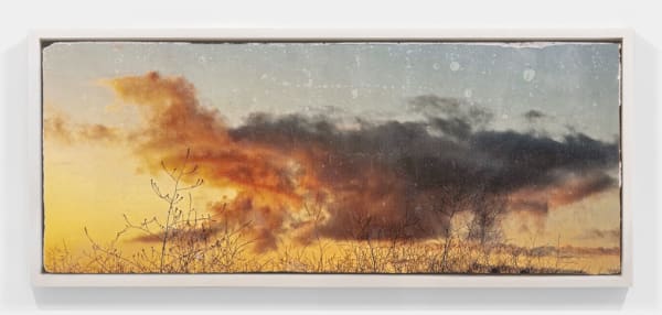 Matthew Brandt January Sky XXXVI, 2025 Pigment and plaster on cement board 6.5 x 14.5 inches, framed