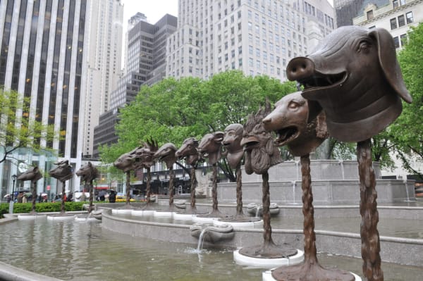 Circle of Animals/Zodiac Heads, 2010, Ai Weiwei, Chinese, b. 1957, cast bronze, dimensions variable Courtesy of Ai Weiwei Studio, © Ai Weiwei, photo: Daniel Avila.