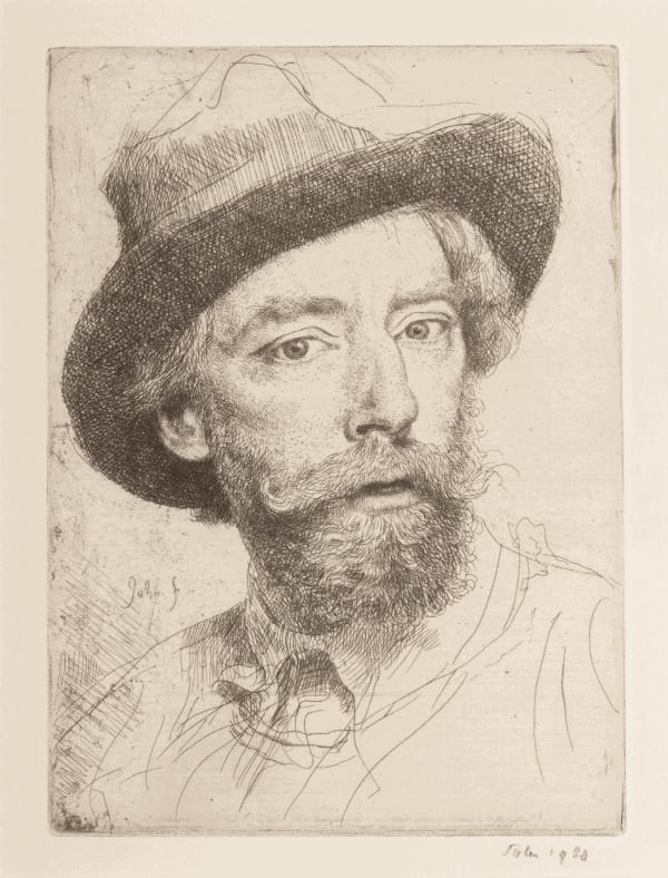 Augustus John RA, Self Portrait, 1920. Etching and drypoint. Courtesy of Jerwood Collection © Augustus John. All Rights Reserved 2025/Bridgeman Images
