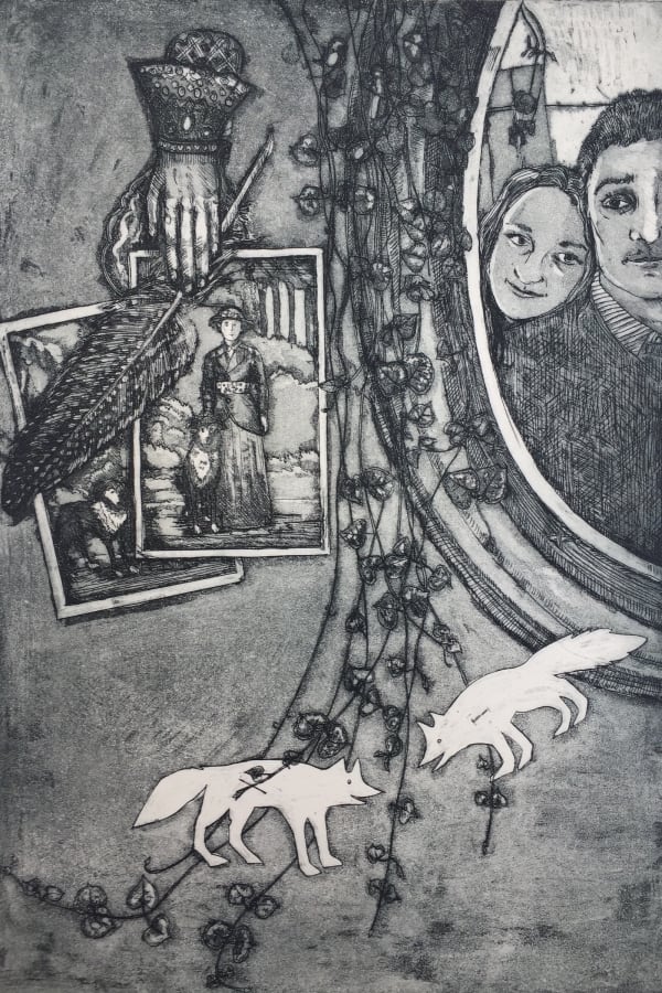 Tessa Asquith-Lamb, A String of Hearts, etching and aquatint, 2019