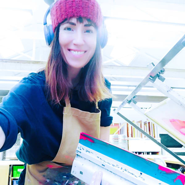 Kim working in the studio.
