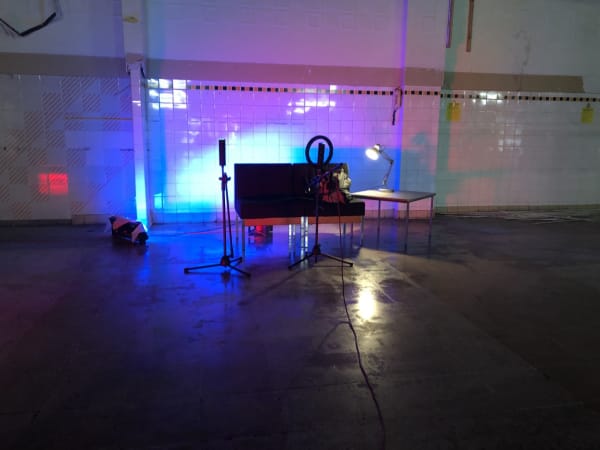 View of an artist's studio space.