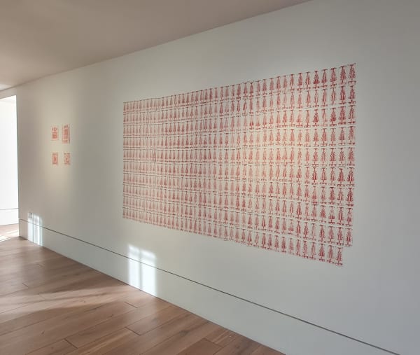 Printed porcelain paper tiles on a wall