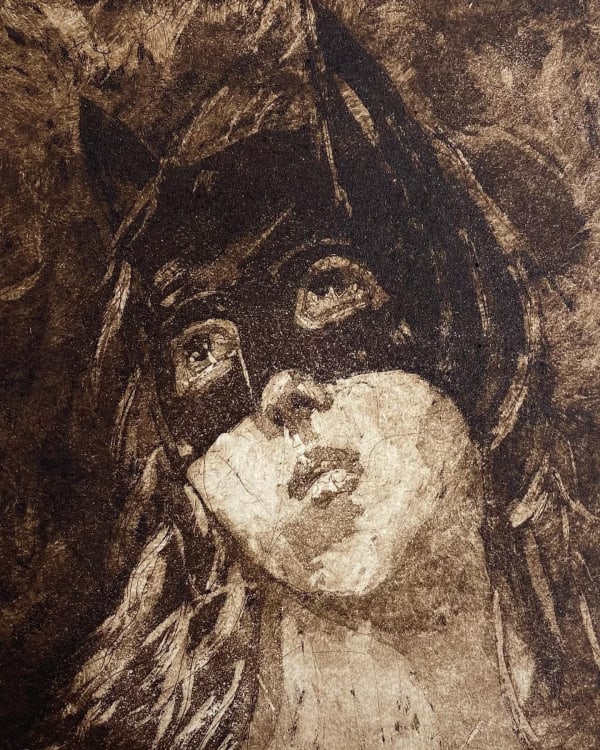 Batgirl Returns (after El Greco), Etching and aquatint