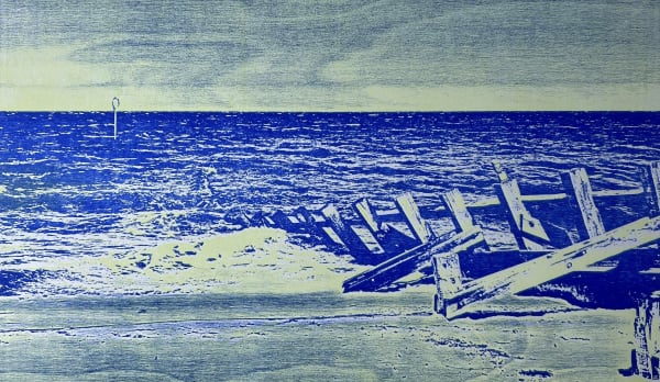 Groynes at Portobello, 2023, Laser Engraved Relief Print