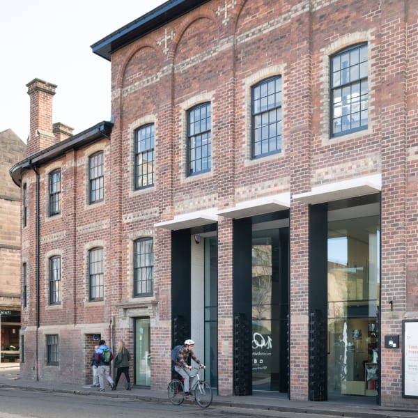 The front doors of the Edinburgh Printmakers' Castle Mills building