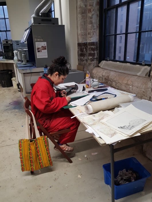 Paria working in the studio