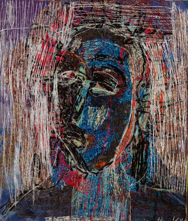 Blue, 2023 thread on linen 44 x 37 cm
