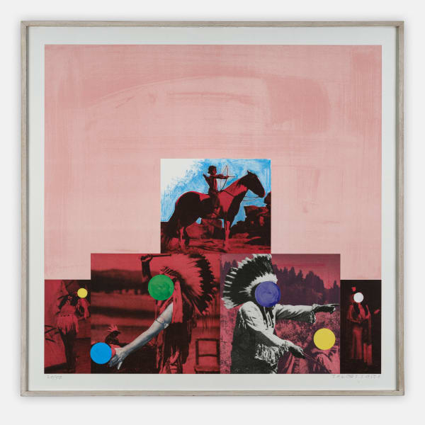 John Baldessari Cliché: North American Indian (Red) Lithograph and screenprint printed in colours, 1995 Signed in pencil. Numbered '20/50' in pencil; there were also 12 artist's proofs Printed on Coventry Smooth paper, and published by Cirrus Editions, Los Angeles Image Size: 88.8 x 90.8cm (35 x 35.8in) Sheet Size: 101.5 x 99.2cm (40 x 39.1in) Provenance Cirrus, Publishers of Fine Art Graphics, Los Angeles, U.S.A Private Collection, U.K. (bought from above in August 1995)