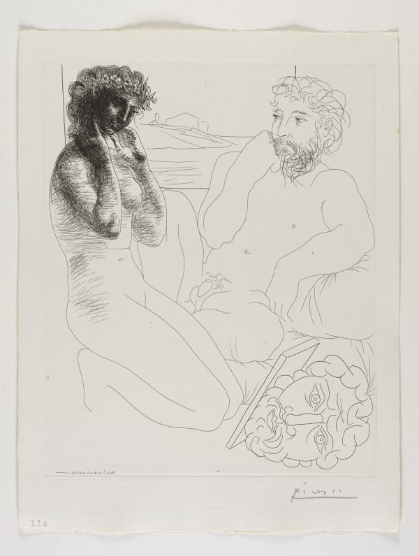 Pablo Picasso, 'Sculpteur et Modèle se regardant dans un miroir calé sur un autoportrait sculpté' from the 'Suite Vollard', 1933