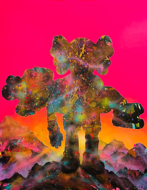 Milo Milowsky artwork of a silhouette one Kaw carrying another.