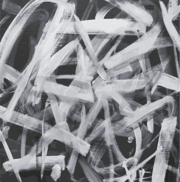 Percy Fortini-Wright black and white abstract painting.