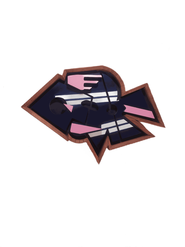 NYGEL JONES abstract work in navy and pink.