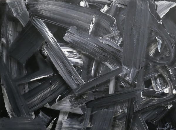 Percy Fortini-Wright black and white abstract painting.