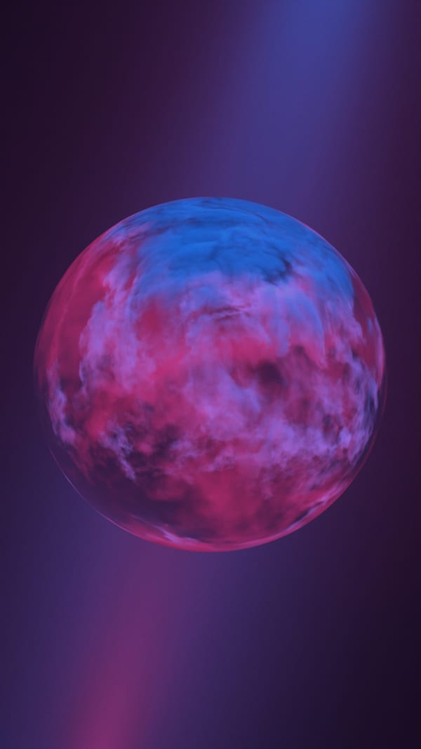 GMUNK digital artwork NFT of a cloudy blue, pink and purple ball