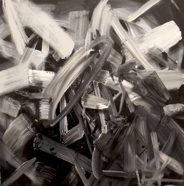 Percy Fortini-Wright black and white abstract painting.