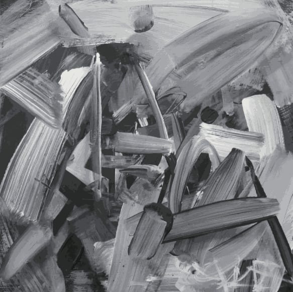 Percy Fortini-Wright black and white abstract painting.