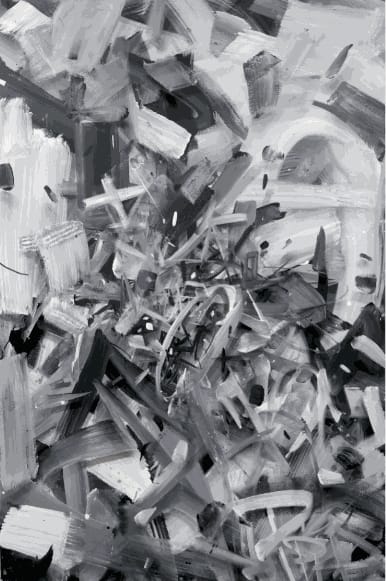 Percy Fortini-Wright black and white abstract painting.