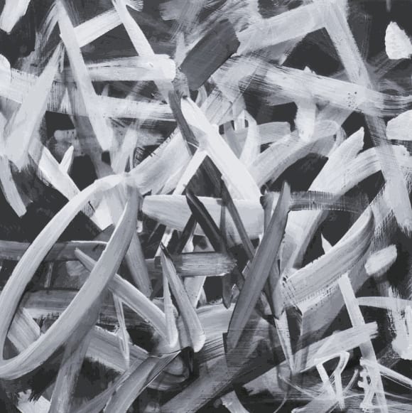 Percy Fortini-Wright black and white abstract painting.