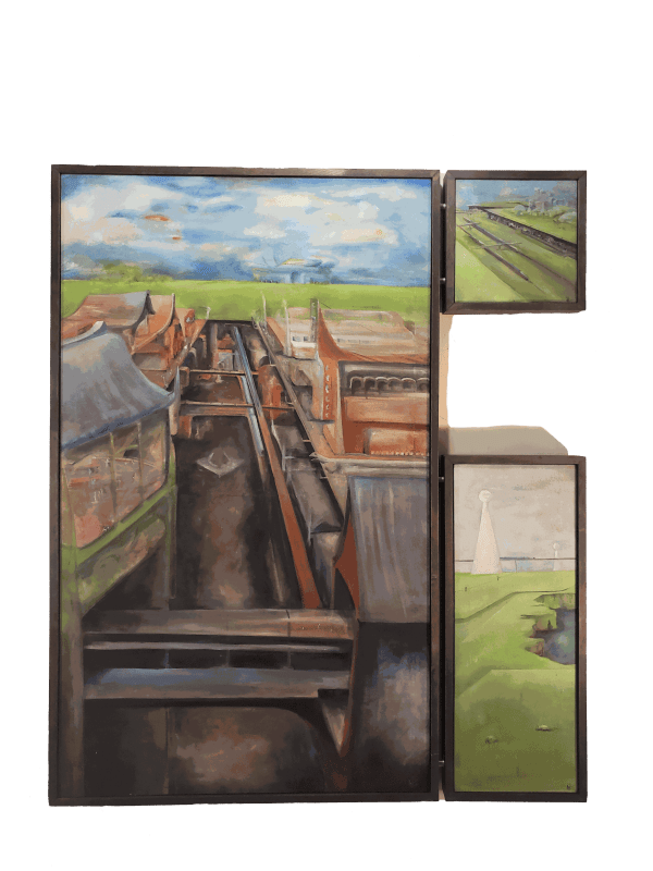 NYGEL JONES painting of a city.