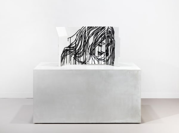 Ghada Amer , The Red Portrait (bronze), 2021