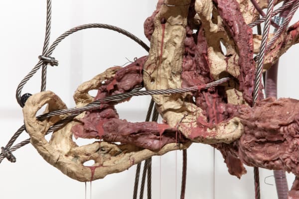 Installation view of Mire Lee, Endless House: Harlequin Baby, 2022 | Booth M3 at Art Basel (Jun 16-19, 2022). Courtesy of the artist and Tina Kim Gallery. Photo by Sebastiano Pellion Di Persano.